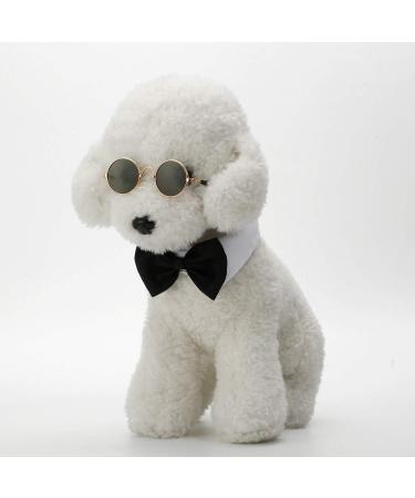 Adjustable Pet Bow Tie & Cute Sunglasses Set for Cats and Dogs - Black White - Buy Online on GoSupps.com