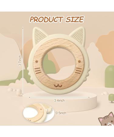 Natural Wood & Silicone Cat Bite Ring | Eco-Friendly Baby Toy - BPA Free Safe Gripping Toy Perfect Birth Gift - Buy Online on GoSupps.com