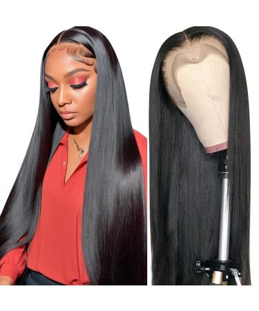 Dheridy 180% Density 30 Inch 13x6 HD Lace Front Wigs Human Hair Pre Plucked Glueless Straight Human Hair Wigs for Black Women Brazilian Lace Frontal Wigs Human Hair 30 Inch 13x6 Wig