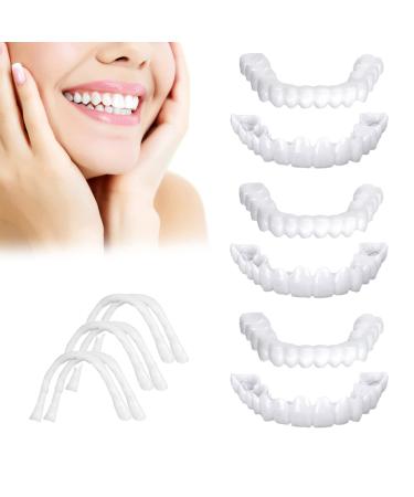 Fake Teeth  6 PCS Dentures Teeth for Women and Men  Dental Veneers for Temporary Teeth Restoration  Nature and Comfortable to Protect Your Teeth and Regain Confident Smile  Natural Shade