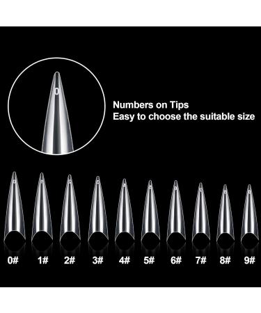 500PCs Clear Acrylic Nail Tips - 10 Sizes Medium Long Stiletto & Coffin Half Cover Tips with Box | French Nail DIY for Women - Buy Online on GoSupps.com