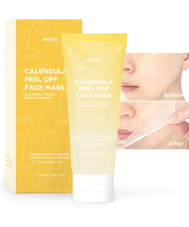 Calendula Peel Off Mask | With Herbal Infused Brightening Serum | Formulated with Real Calendula Flower Leaves and Extracts | Korean Skin Care  Vegan  Cruelty-Free | 3.38 oz