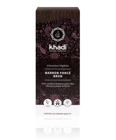 Khadi Dark Brown Plant Hair Color - 100g Natural & Vegan Hair Dye for Deep Shiny Dark Brown to Black - Certified Natural Cosmetics - Buy Online on GoSupps.com