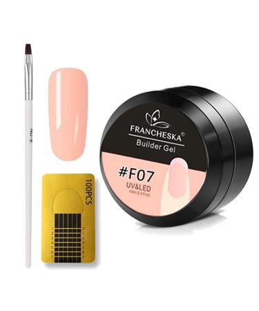 Builder Gels Nail Kit - Nude Color Nail Extension Gel Kit UV/LED Strengthen Gel With Nail Brush & 100Pcs Nails Forms for Nails Art Beginner Cream Nude Set