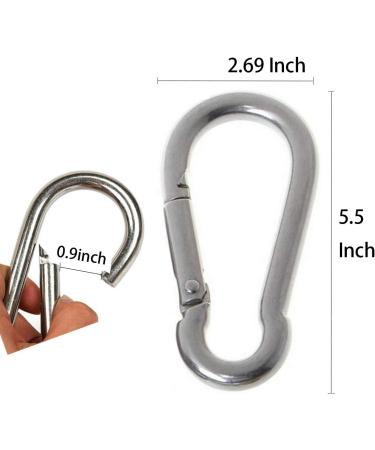 5-1/2 Inch Heavy Duty Stainless Steel Carabiner Clip for Outdoor Living, Gym, Boating, Hammock - Buy Online on GoSupps.com