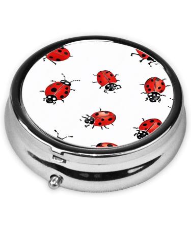 Art Ladybug Tracks Mini Round Pill Box | 3 Compartment Travel Organizer | Portable Medicine Case for Home & Office - Buy Online on GoSupps.com