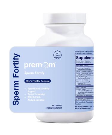 Premom Sperm Fortify Male Fertility Supplements for Men with KSM-66 Vegan Ashwagandha CoQ10 as Ubiquinol Zinc Selenium&Acetyl-L-carnitine | Supports Sperm Health Motility & Count