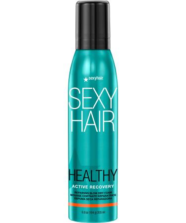 SexyHair Healthy Active Recovery Repairing Blow Dry Foam 6.8 Oz | Up to 99% Breakage Reduction | Helps Repair | All Hair Types