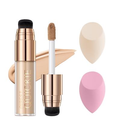 Multi-Use Concealer Stick Medium-Full Coverage 2-in-1 Concealer + Liquid Foundationg Buildable And Lightweight Formula Waterproof And Full Coverage Foundation With 2 Makeup Sponges (01# Beige) 1 Ounce (Pack of 1) 01# Beige