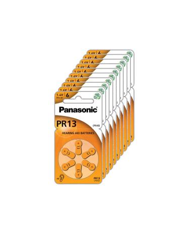 Panasonic PR13 zinc-air batteries for hearing aids type 13 1.4V hearing aid batteries 10 packs (60 pieces) orange 60 pack PR13