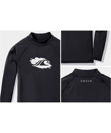 TSLA Girls Long Sleeve Rash Guard Shirt 16 - UV/SPF 50+ Water Beach Surf Swim Top in Black - Buy Online on GoSupps.com