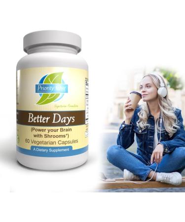Priority One Vitamins Better Days 60 Capsules Power Your Brain with Shrooms* - Buy Online on GoSupps.com