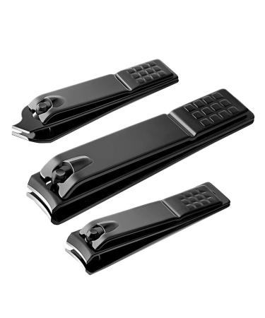 Yue668 2020 Nail Clippers Set Stainless Steel Fingernail and Toenail Clipper Cutter (Black)