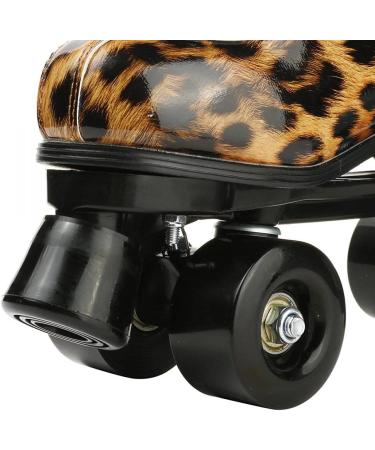 YYW Funky Leopard-Print Roller Skates (Size 38 US Men 7 Women 8.5) | PU Leather Outdoor Skates - Buy Online on GoSupps.com