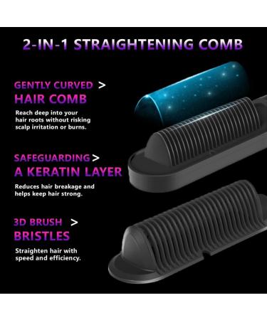 Ring Hair Straightener Comb - Dual Voltage Fast Heating Brush for Women | Black & Gold - Buy Online on GoSupps.com