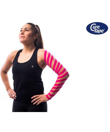 Curtape Sports Kinesiology Tape - 25% More Adhesive Power Waterproof & Latex-Free T V Certified 5cm x 5m Pink - Ideal for Injury Support & Pain Relief - Buy Online on GoSupps.com