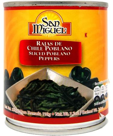 San Miguel Poblano Strips 24 x 220g Case/Mexican Canned Poblano Chilli Pepper Strips Medium Hot Pickled Chillies - Buy Online on GoSupps.com