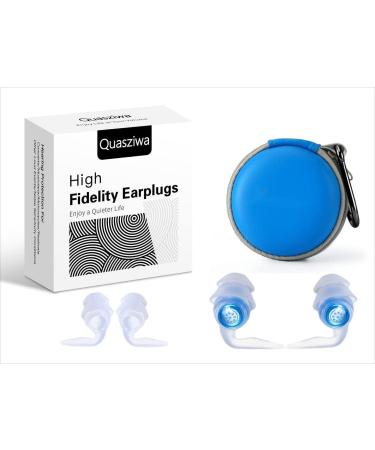 High Fidelity Concert Ear Plugs - Hearing Protection for Noise Reduction Motorcycles Music Festivals Noise Sensitivity Work Rave 23dB Noise Cancelling Reusable Musicians Earplugs Blue L/M (1 gift box packaging) Blue