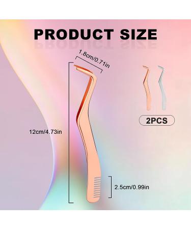 2pcs Stainless Steel Eyelash Extension Tweezers Set with Comb - False Lash Application Tool for Women, Girls, Beginners, Makeup Artists - Silver & Rose Gold - Buy Online on GoSupps.com