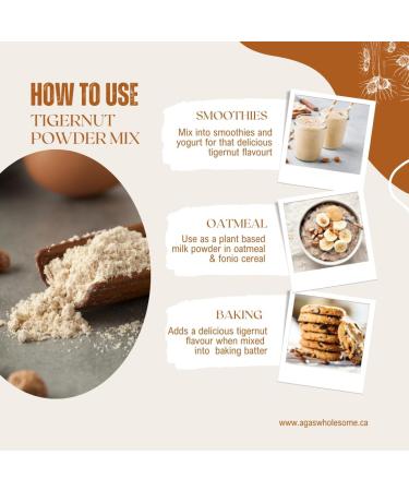 Aga's Wholesome Tigernut Powder Mix 200g Made from Ground Tigernuts & Dates Source from West Africa Plant Based Dairy Alternative Powder Vegan AIP Paleo Non GMO - Buy Online on GoSupps.com