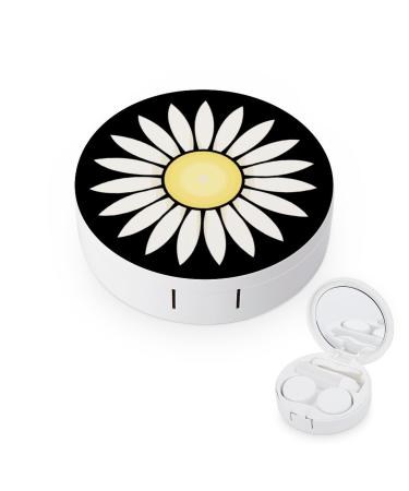 Daisy Floral Contact Lens Case Travel Portable Travel Contact Lens Box with Mirror