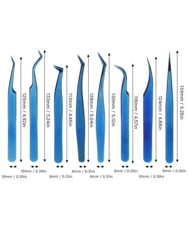 Premium 8-Part Steel Eyelash Extension Tweezers Set - Precision Fine Pointed Tools for Professionals - Buy Online on GoSupps.com