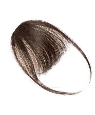 Clip in Fringe Human Hair Light Bangs #2 Dark Brown Straight