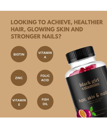 Black Girl Vitamins - Hair Skin and Nails Gummies with Biotin (6000 mcg) Zinc Gelatin Free Vitamin A and Vitamin E - Gluten-Free. Made in The USA (Passion Fruit 60 Count) 30 Day Supply - Buy Online on GoSupps.com