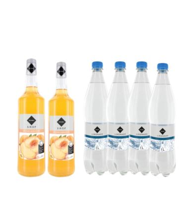 Wine And More Set of 4 Gilbert & Lemonade Syrups: Gilbert Peach Syrup (2 x 1 L) - Gilbert Lemonade (4 x 1 L)