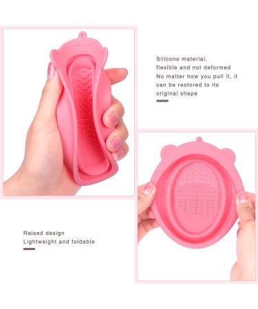 Unaone 2 PCS Makeup Brush Cleaning Mat - Silicone Pad & Foldable Bowl for Brushes & Sponges - Pink & Green - Buy Online on GoSupps.com