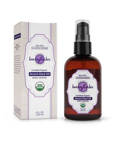 BABYLABS USDA Certified Organic Stretch Mark Oil (Sweet Orange) 4 Ounce
