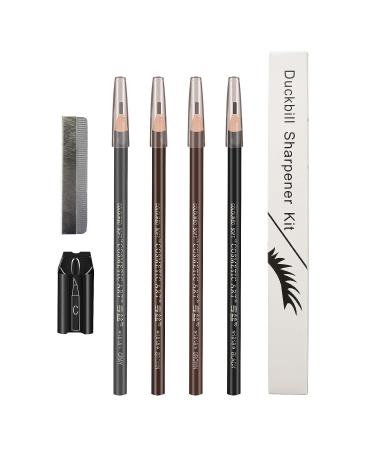 PVC Duckbill 4-in-1 Eyebrow Pencil Sharpener Set with 4 Eyebrow Pencils, Razor for Microblading - Ideal for Beauty Beginners and Professionals | 1 Set - Buy Online on GoSupps.com