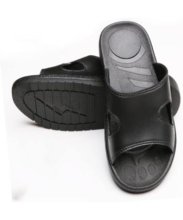Veemoon Black Leather Slides - Anti-static Couple Slippers and Work Shoes - Buy Online on GoSupps.com