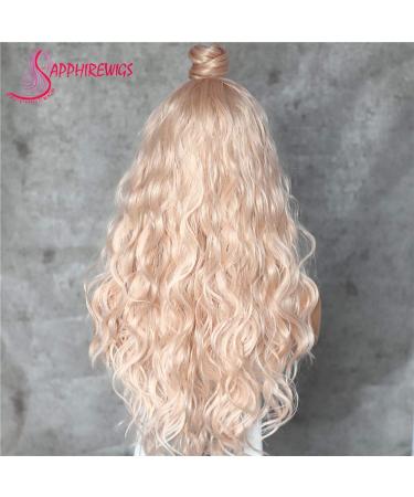 SAPPHIREWIGS 24 Long Rose Gold Blonde Curly Synthetic Lace Front Wig - Heat Resistant for Daily Makeup and Wedding Parties - Buy Online on GoSupps.com