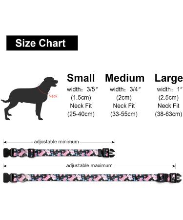Suredoo Adjustable Soft Nylon Dog Collar for Small & Medium Dogs - Pink Blue Flower 33-55 cm Neck - Comfortable & Durable - Buy Online on GoSupps.com