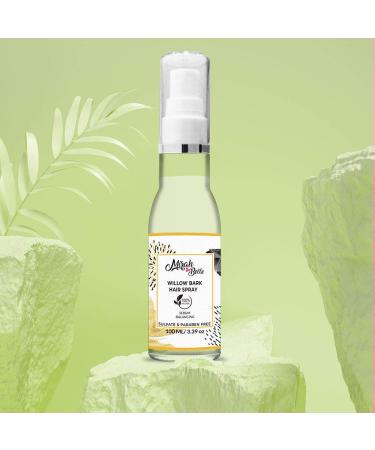 Mirah Belle - Willow Bark Green Tea - Natural Hair Spray - Balances Hair Sebum Heals Scalp Infections - Vegan Alcohol Free 100 ml