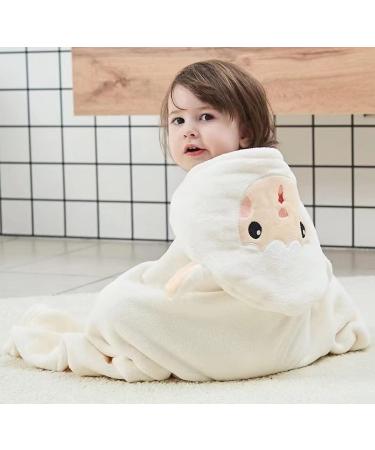 Gneliwm Baby Hooded Bath Towel Swaddle Wrap Blanket - Ultra Soft Coral Velvet Poncho for Newborns - White Sheep Design - Buy Online on GoSupps.com