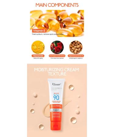 Tinted Sunscreen SPF 90 - Ultra-Light Fluid Broad Spectrum Face Sunscreen with Vitamin E & Niacinamide - Oil-Free Formula for UVA and UVB Protection - 1PC - Buy Online on GoSupps.com