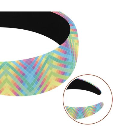 Headbands Women Hair Head Bands 2 Pieces Wide Top Turban Velvet Hair Bands Elastic Headband Neon Wavy Stripes Pixel Art Pattern Fashion Head Wrap 2 Size Multi-colored 4 - Buy Online on GoSupps.com