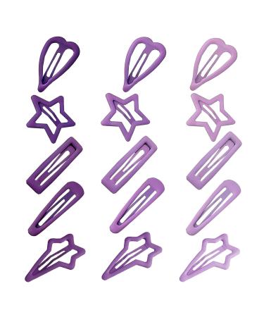 15 PCS Star Hair Clips - Non-Slip Metal Barrettes for Girls in Purple Geometric Pattern - Buy Online on GoSupps.com