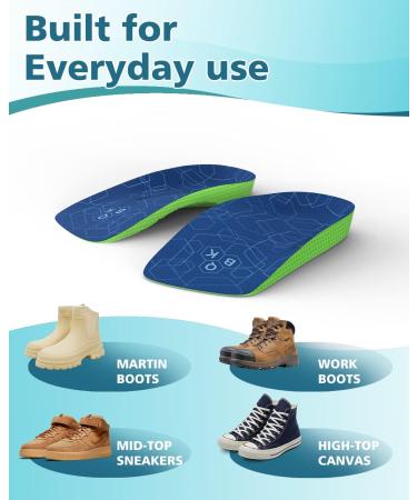 QBK Orthotic Insoles - High Arch Support for Plantar Fasciitis & Foot Pain Relief - Men & Women XS 3-4.5 - Buy Online on GoSupps.com