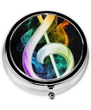 Colorful Music Notes Mini Round Pill Box | 3 Compartment Pill Organizer for Travel Home & Office - Buy Online on GoSupps.com