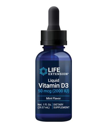 Life Extension Liquid Vitamin D3 Mint Flavor 2000 IU 1 fl oz (29.57 ml)