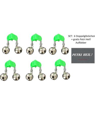 Set of 6 Eel Bells Catfish Bite Indicators with Glow Stick Holder + Free Petri Heil! Sticker | International Shipping - Buy Online on GoSupps.com