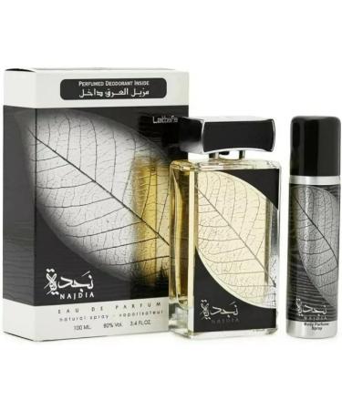 Lattafa Perfumes Najdia 2 Piece Set for Men (3.4 Ounce Eau de Parfum Spray + 1.7 Ounce Deodorant Spray) Najdia with Deo - 100ml - Buy Online on GoSupps.com