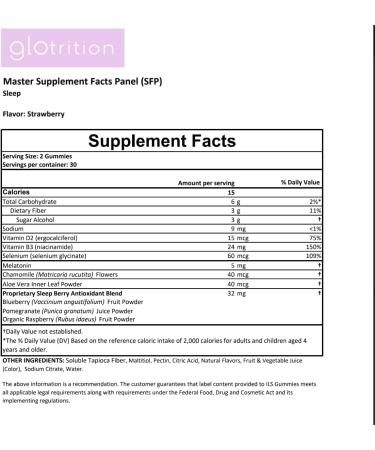 Glotrition Beauty Sleep Gummy | Deeper Higher Quality Sleep | Rejuvenate & Moisturize Skin at Night | Non-Habit Forming with Natural Ingredients | 60 Gummies - Buy Online on GoSupps.com