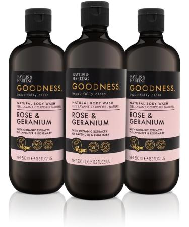 Baylis & Harding Goodness Rose & Geranium Toiletries Bundle: 3 x 500 ml Hand Wash & 3 x 500 ml Body Wash (6 bottles) - Vegan Friendly 500.00 ml (Pack of 6) Rose & Geranium Body Wash Bundle - Buy Online on GoSupps.com