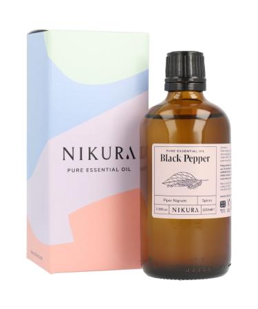 Nikura Black Pepper Essential Oil - 100ml | 100% Pure Natural Oils | Perfect for Aromatherapy Diffusers Soap Making Candle Making | Great for Stress Relief Managing Cravings | Vegan & UK Made 100 ml (Pack of 1)