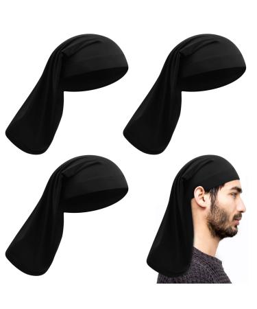 4 Pieces Unisex Dreadlock Cap Black Long Hair Dreads Head Wrap Sleeping Hat Bonnet Stocking Caps for Men Women