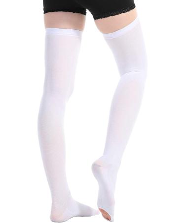 Meijunter Medical Compression Tights for Varicose Veins - Closed Toe White Elastic Thrombus Socks for Edema & Long Flights - Buy Online on GoSupps.com